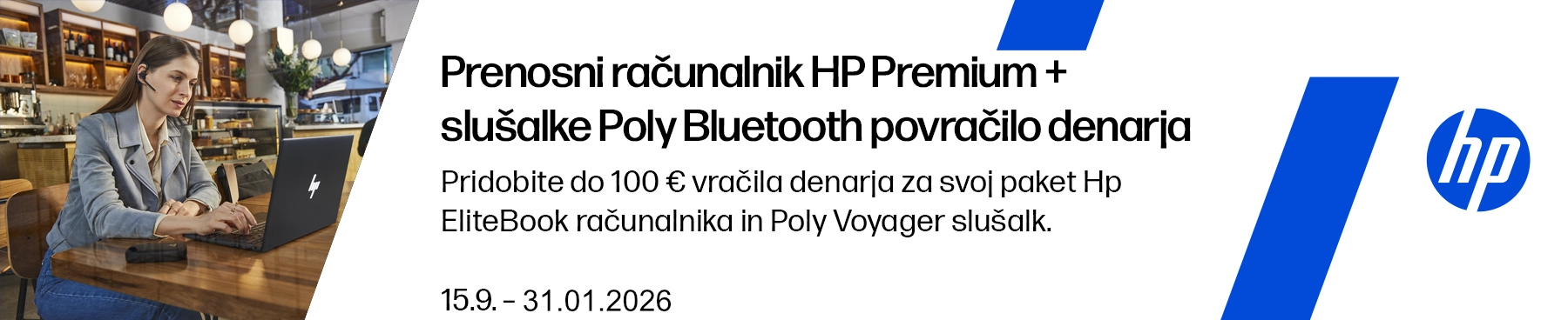 Prenosni računalnik HP Premium + slušalke Poly Bluetooth povračilo denarja